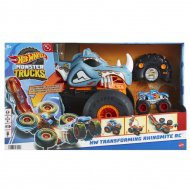 Hot Wheels Monster Trucks: Dálkově ovládaný transformovatelný Rhinomite - Mattel