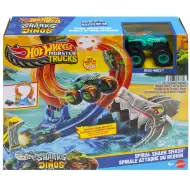 Hot Wheels Monster Trucks: Spiral Shark Smash herní set s autíčkem Mega-Wrex – Mattel