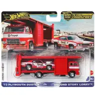 Hot Wheels: Second Story Lorry prémiový přepravník aut a 73 Plymouth Duster autíčko 1/64 - Mattel