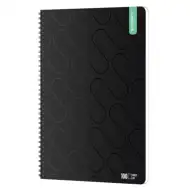 ICO: Studentský prémiový černý spirálový sešit A4, čistý, 100 listů