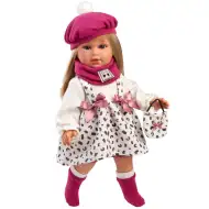Llorens: 40cm Carla panenka v růžové čepici s módní kabelkou