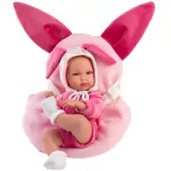 Llorens: Bimba novorozené miminko s růžovým králíčkovým nosítkem 35 cm