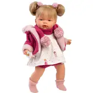 Llorens: Joelle 38cm plačící panenka s dudlíkem v růžovém kabátku