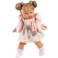 Llorens: Joelle 38cm plačící panenka s dudlíkem v šatech s motivem horkovzdušného balónu