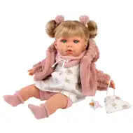 Llorens: Julia 42cm plačící panenka s dudlíkem v růžovém kabátku