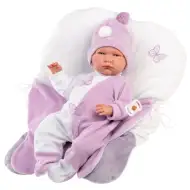 Llorens: Lalo Llorón 42cm velká plačící novorozenecká panenka v motýlkovém zavinovačce.