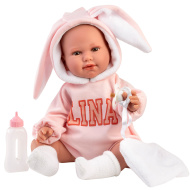 Llorens: Lina 45 cm pláčící panenka v oblečku s králičími oušky