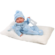 Llorens: Nico, 40 cm novorozenecká panenka s kojeneckou lahvičkou a polštářkem