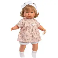Llorens: Plačící panenka Carla 42 cm v květinových šatech s čelenkou