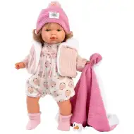 Llorens: Plačící panenka Lola 38 cm s dudlíkem a růžovou dekou.
