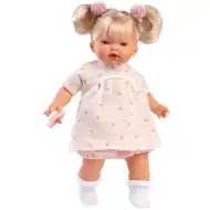 Llorens: Roberta 33cm plačící panenka s dudlíkem v květinových šatech