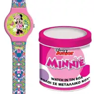 Luna: Náramkové hodinky s analogovým ciferníkem Minnie Mouse v kovové dárkové krabičce