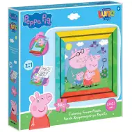 Luna: Peppa Pig 2 v 1, 64dílné omalovánkové puzzle s rámečkem