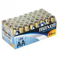 Maxell: Alkalická tužková baterie 1.5V AA LR6 v balení 32 kusů ve fólii