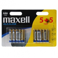 Maxell: Alkalické tužkové baterie 1,5V AAA LR03 v blistrovém balení 5+5 ks