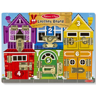 Melissa &amp; Doug: Dřevěná didaktická tabulka – zámky a západky pro rozvoj dovedností - Spin Master