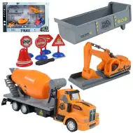 Městský náklaďák: Stavitelný stavební nákladní automobil s kolečky a dopravními značkami 19cm