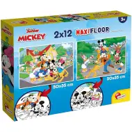 Mickey Mouse 2 v 1 2x12dílné maxi puzzle a omalovánky - Lisciani