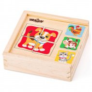 Mini dřevěné puzzle se zvířaty v krabičce - Woodyland