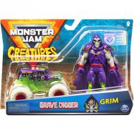 Monster Jam: Grave Digger autíčko a Grim figurka - Spin Master