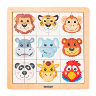 Montessori Safari dřevěné puzzle se zvířecími hlavami - Woodyland