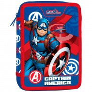 Must: Avengers - Kapitán Amerika dvoupatrový plněný penál 15x21x5cm