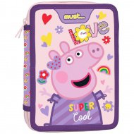 Must: Dvoupatrový plněný penál Peppa Pig 15x21x5cm