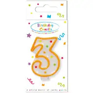 Narozeninová puntíkovaná svíčka číslo 3