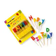 Narozeninová svíčka s nápisem "Happy Birthday"