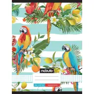 Nebulo: Sešit s papouščím vzorem, sešívaný, čtverečkovaný, pruhovaný, formát A4, 87-32
