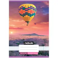 Nebulo: Sešívaný linkovaný sešit pro 4. třídu s motivem horkovzdušného balónu nad levandulemi, formát A5, 21-32