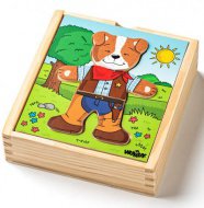 Oblékací pejsek dřevěné puzzle 18 ks - Woodyland