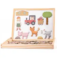 Oboustranná magnetická tabule se zvířátky s dřevěným rámem - Woodyland