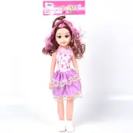 Panenka v sukni srdíček a s melírovanými vlasy 46 cm