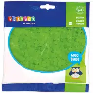 PlayBox: 5mm MIDI průhledné žehlitelné korálky v zelené barvě, balení 6000 kusů.