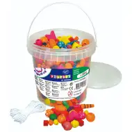 PlayBox: Barevná vařitelná dřevěná korálková sada v kbelíku 250g