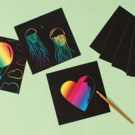 PlayBox: Černý voskový škrábací papír 15 x 15 cm, sada 10 ks