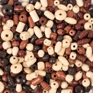 PlayBox: Dřevěné korálky v přírodních barvách, balení 250 g.