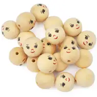 PlayBox: Dřevěné kuličky s různými tvářemi, průměr 30 mm, 20 ks.