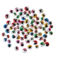 PlayBox: Dekorační barevné oči s řasami ve čtyřech velikostech, sada 140 kusů.