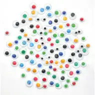 PlayBox: Dekorační barevné oči, sada 300 kusů ve dvou velikostech.