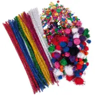 PlayBox: Kreativní sada s chenilovými drátky, bambulí a flitry, sada 2500 kusů.