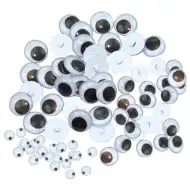 PlayBox: Oválné plastové bílo-černé oči v různých velikostech, 150 ks.