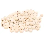 PlayBox: Přírodní dřevěné korálky o velikosti 10 mm, balení 100 ks.