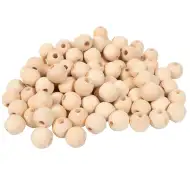 PlayBox: Přírodní dřevěné korálky o velikosti 15 mm, balení 100 ks.