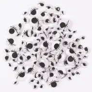 PlayBox: Pohyblivé oči s řasami ve třech velikostech, sada 140 kusů.