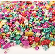 PlayBox: Sada kovově zbarvených korálků různých tvarů, 3000 ks