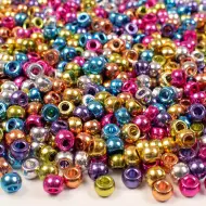 PlayBox: Válcové barevné korálky v metalických barvách, balení 1000 kusů.