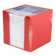 Poznámkový blok v červeném držáku, 750 listů, 9x9x9 cm