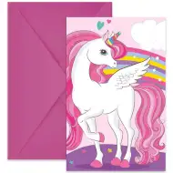 Pozvánka na duhovou jednorožčí párty s obálkou, sada 6 ks
